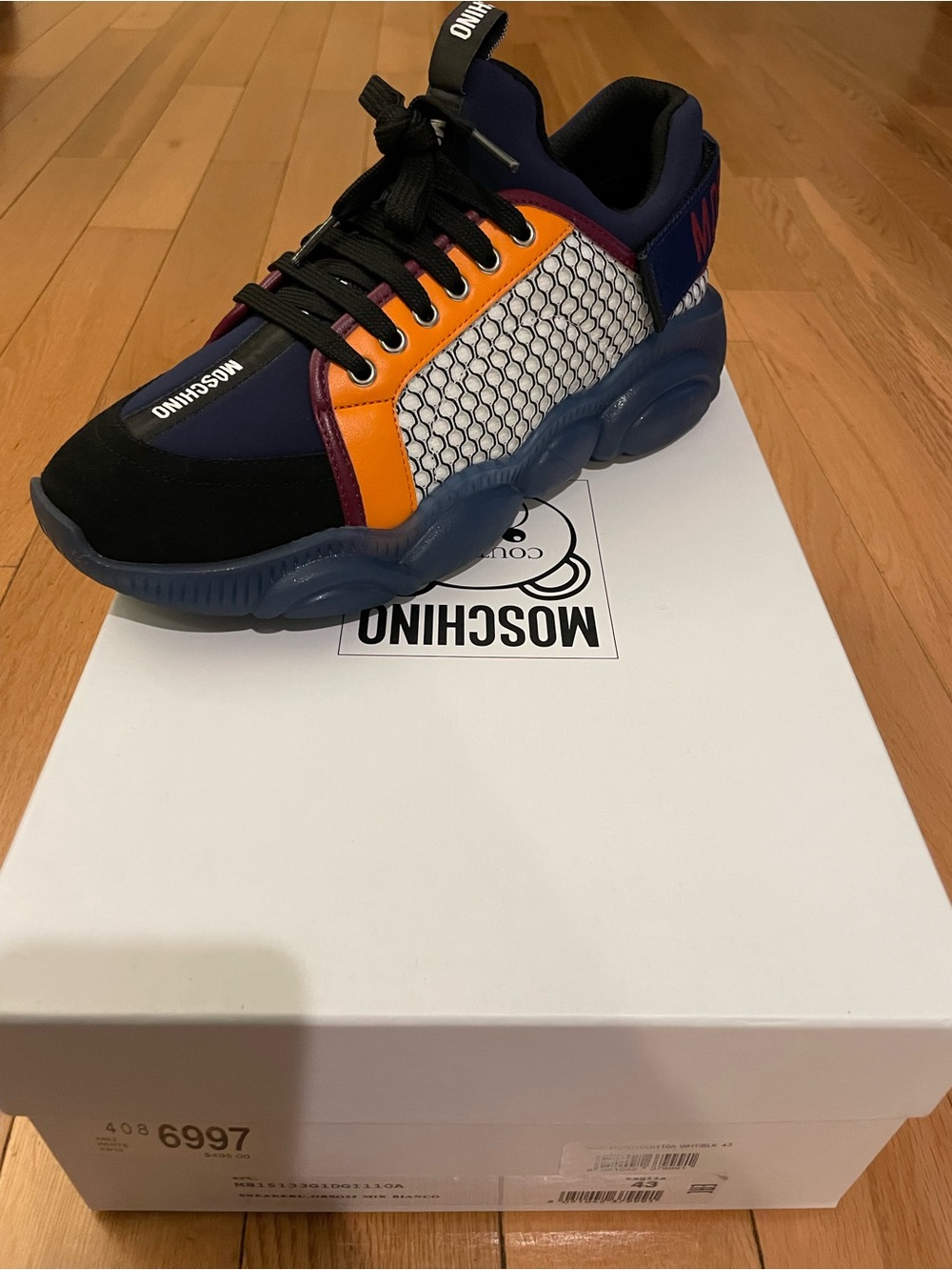 Moschino Men’s Navy, Orange & Black Chunky Sneaker